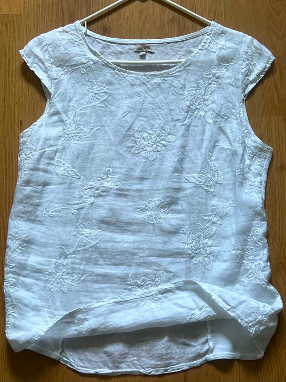 Linen Embroidered Sleeveless Top - White - Picture 6 of 6